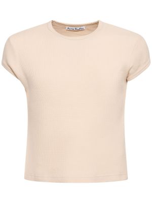 T-shirt en coton avec manches courtes en jersey Acne Studios beige