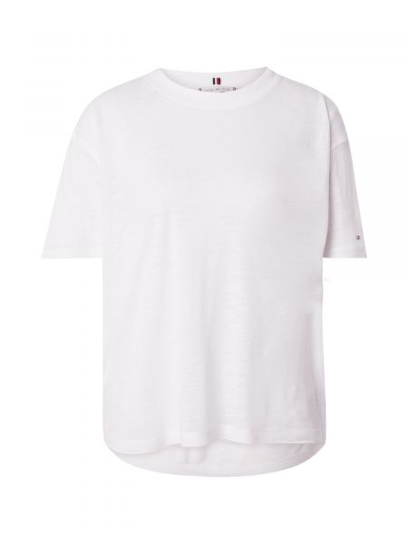 Lyocellové ľanové tričko Tommy Hilfiger biela