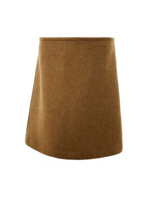 Mini falda de lana mohair Bottega Veneta marrón