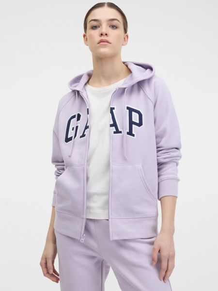 Mikina s kapucí na zip Gap fialová
