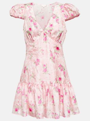 Svilena haljina s cvjetnim printom Loveshackfancy ružičasta