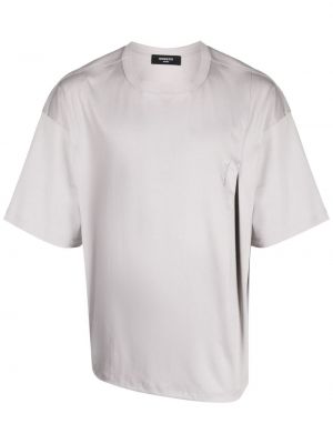 Asimetriškas siuvinėtas marškinėliai Songzio pilka