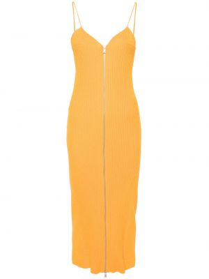 Πλεκτή φόρεμα με φερμουάρ Jil Sander πορτοκαλί