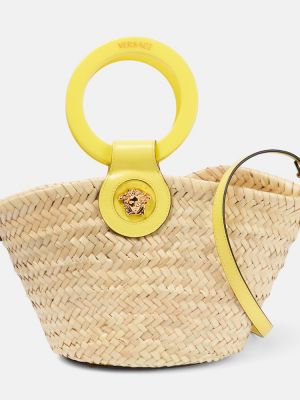 Δερμάτινη τσάντα shopper Versace κίτρινο