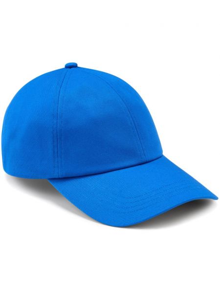 Bombažna kapa s šiltom z vezenjem Woolrich modra