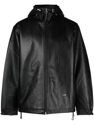 Usnjena jakna s kapuco Sandro črna