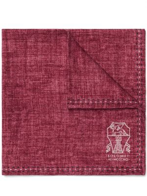 Jedwabny krawat z kieszeniami Brunello Cucinelli czerwony