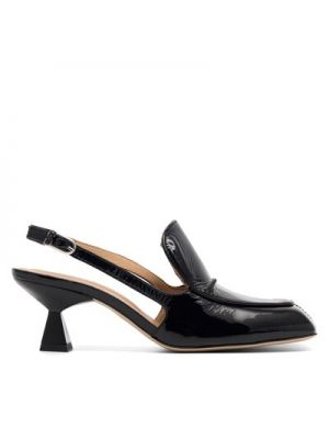 Lakované kožené sandále Simple čierna