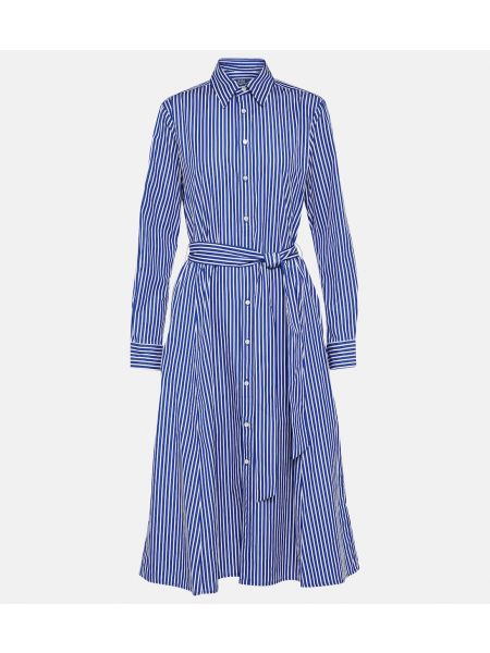 Хлопковое платье-рубашка в полоску Polo Ralph Lauren синее