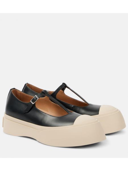 Plattform läder mary jane pumps Marni svart