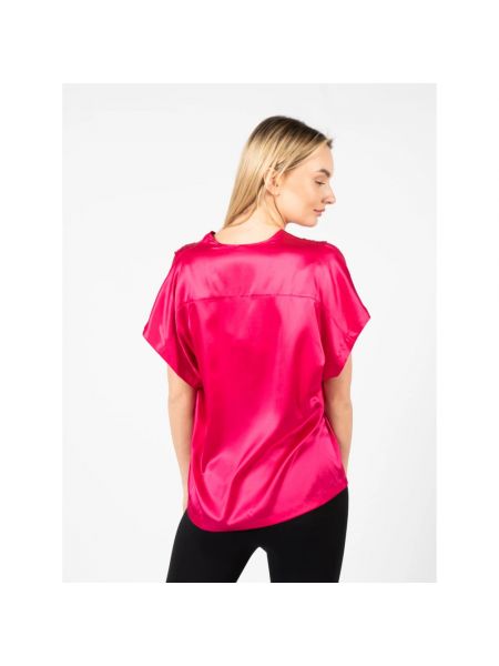 Blusa de seda con escote v Pinko rosa