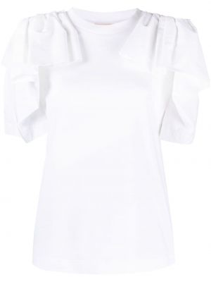 Βαμβακερή μπλούζα ντραπέ Alexander Mcqueen λευκό