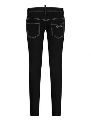 Haftowane jeansy skinny koronkowe Dsquared2 czarne