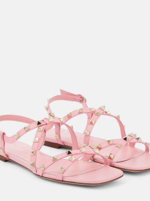 Nahast sandaalid Valentino Garavani roosa