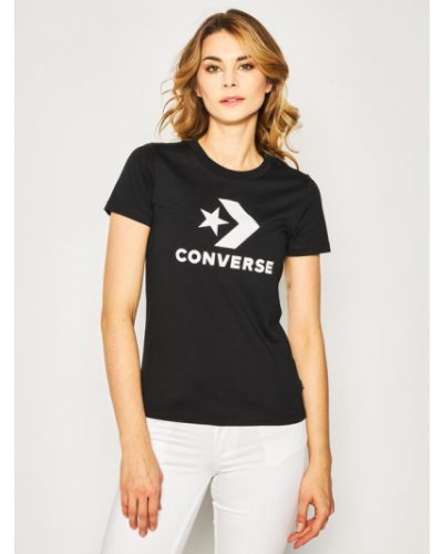 Csillag mintás gyapjú póló Converse - fekete