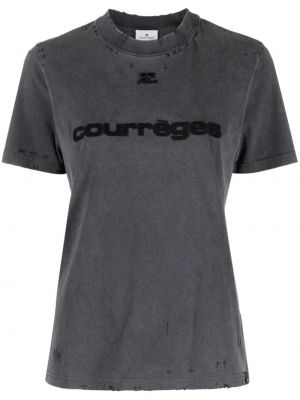 Bavlnené tričko Courreges sivá