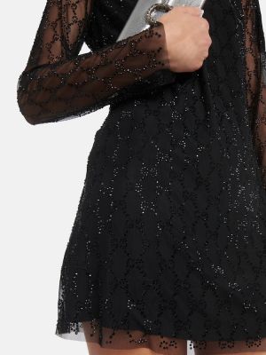 Sukienka tiulowa z kryształkami Gucci czarna
