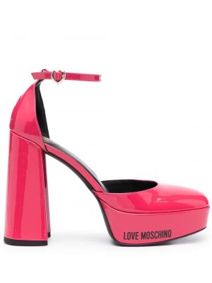 Leder pumps mit print Love Moschino pink