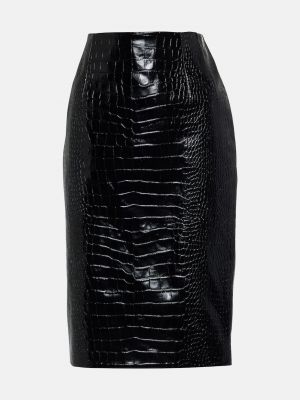 Кожаная юбка Versace черная