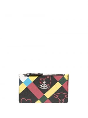 Kockovaná peňaženka s potlačou so srdiečkami Vivienne Westwood čierna
