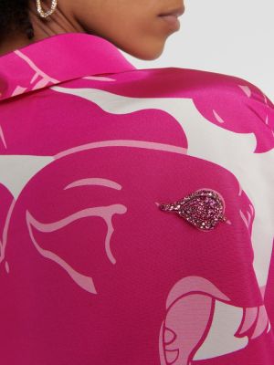 Rochie lunga de mătase cu imagine Valentino roz