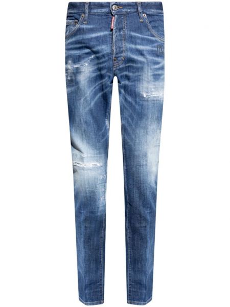 Obnosené priliehavé džínsy bežného strihu Dsquared2 modrá
