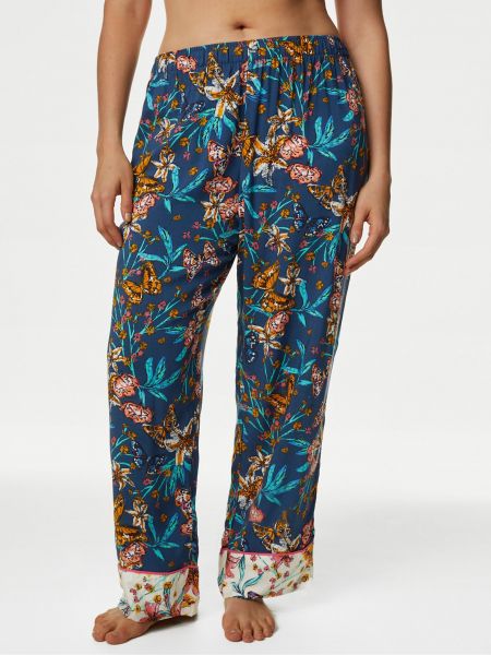 Květinové kalhoty Marks & Spencer modré
