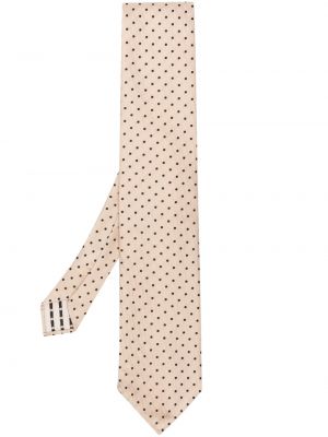 Taškuotas šilkinis kaklaraištis Lardini smėlinė