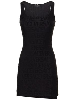 Mini obleka iz žakarda Versace črna