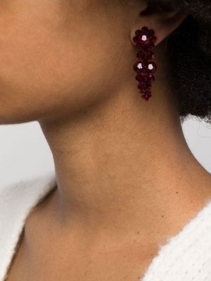Boucles d'oreilles à imprimé à boucle en cristal Simone Rocha rouge