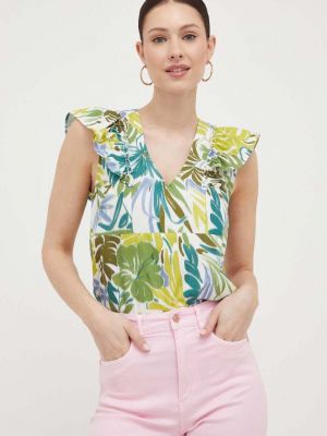 Памучна блуза с принт Liu Jo зелено