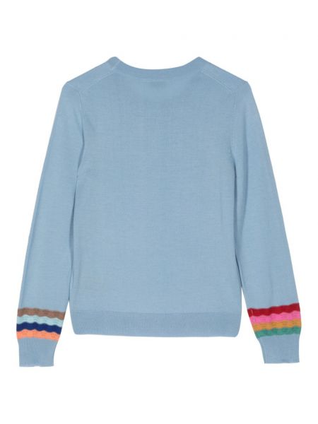 Sweter wełniany w paski Ps Paul Smith niebieski