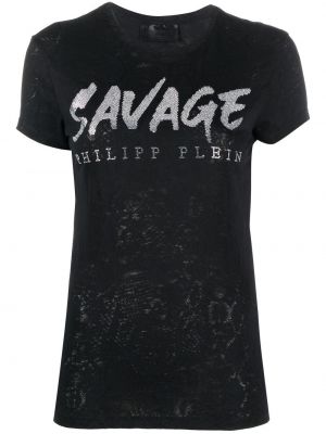 Pailletten t-shirt aus baumwoll Philipp Plein schwarz