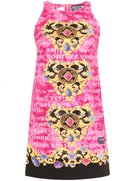 Μini φόρεμα με σχέδιο με μοτίβο καρδιά Versace Jeans Couture ροζ