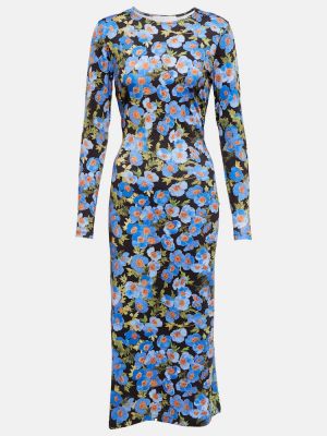 Uska midi haljina s cvjetnim printom Carolina Herrera crna