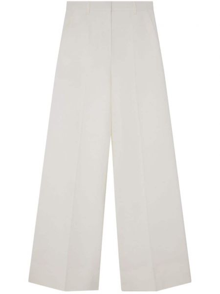 Vlněné světlicové kalhoty s vysokým pasem Stella Mccartney bílé