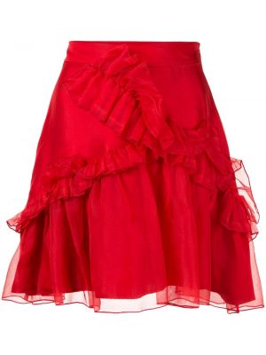 Hedvábné mini sukně na zip s volány Macgraw - červená