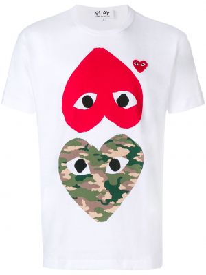 Camiseta con estampado con corazón Comme Des Garçons Play blanco