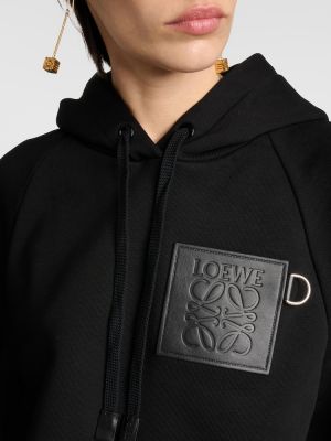 Pamučna hoodie s kapuljačom od jersey Loewe crna