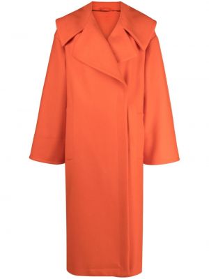 Relaxed fit vilnonis paltas Del Core oranžinė