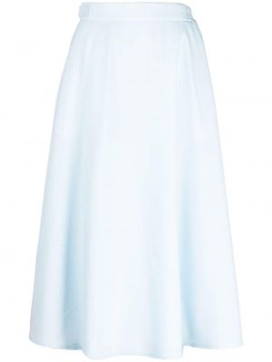 Vlněné rozšířená sukně s vysokým pasem Thom Browne - modrá