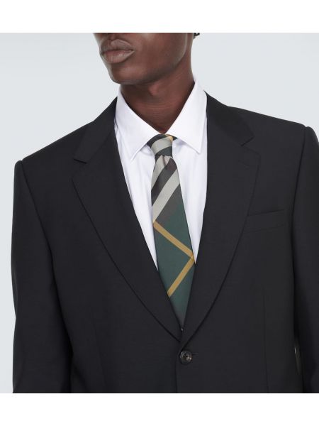 Kostkovaná hedvábná kravata Burberry zelená
