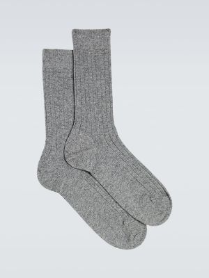 Kašmírové ponožky Sunspel sivá