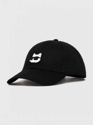 Памучна шапка с козирки с апликация Karl Lagerfeld черно
