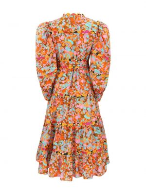 Sukienka midi w kwiatki z nadrukiem Celia B pomarańczowa