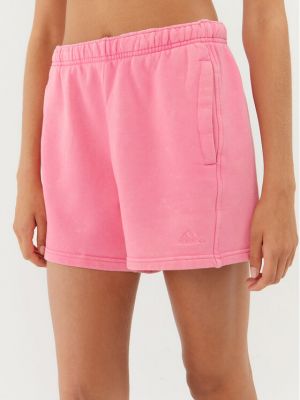 Pantaloni scurți de sport din fleece cu croială lejeră Adidas roz