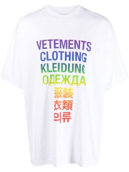 T-shirt z nadrukiem bawełniane z krótkim rękawem Vetements - biały