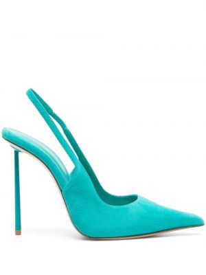 Велурени полуотворени обувки Le Silla синьо