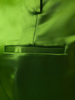 Pantaloni dritti di raso in viscosa Tory Burch verde