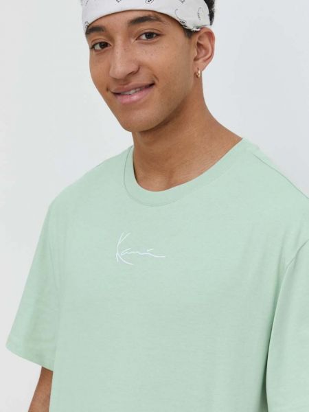 Памучна тениска с дълъг ръкав Karl Kani зелено